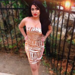 Fashion Nova Rose Gold Sequin Bodycon Dress
